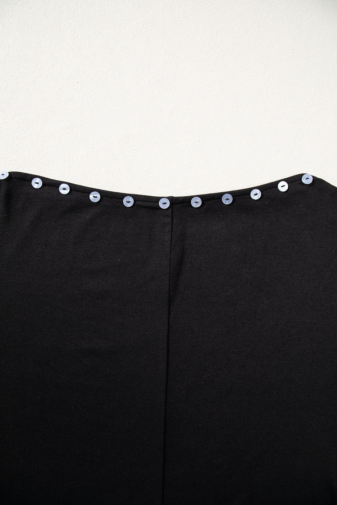 Black 3/4 Sleeve Button Detail Off Shoulder Top