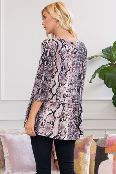 Fierce Look Snake Skin Ruffled Tunic