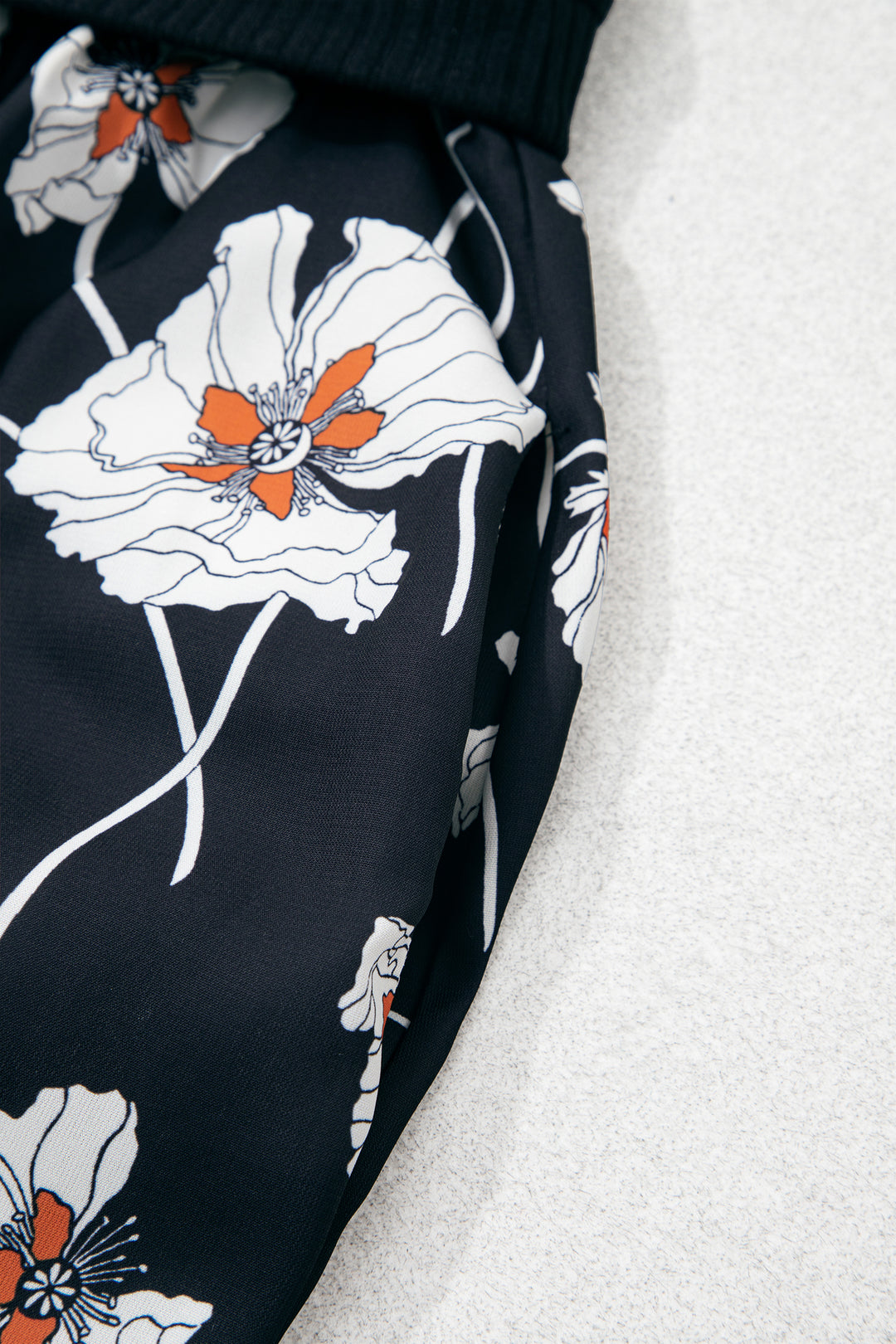 Black Floral Print Long Sleeve Round Neck Shift Plus Size Dress