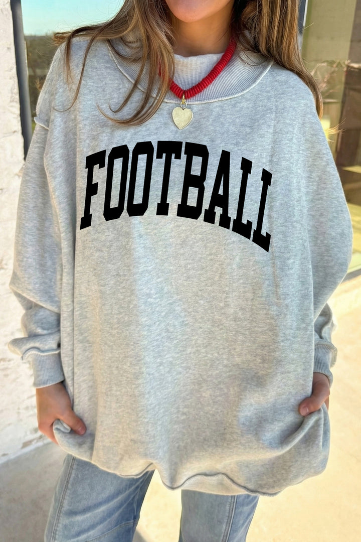 Light Grey FOOTBALL GAMEDAY Double Side Printed High Neck Reversible Sweatshirt