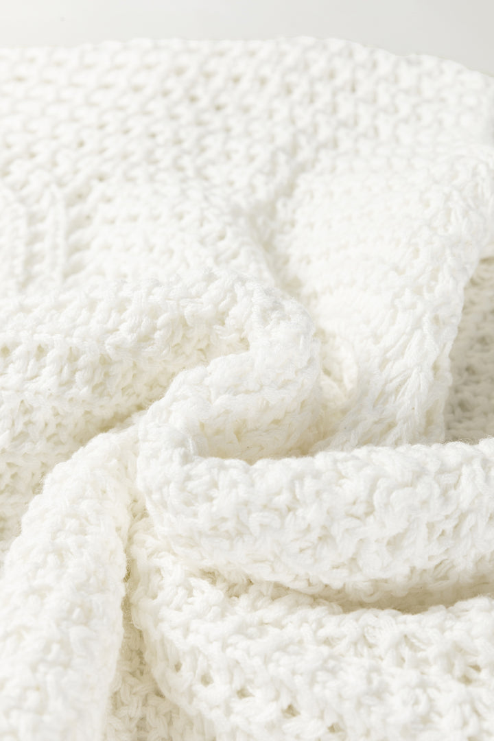 Camel Hollowed Detail Wide Sleeve Loose Pullover Sweater