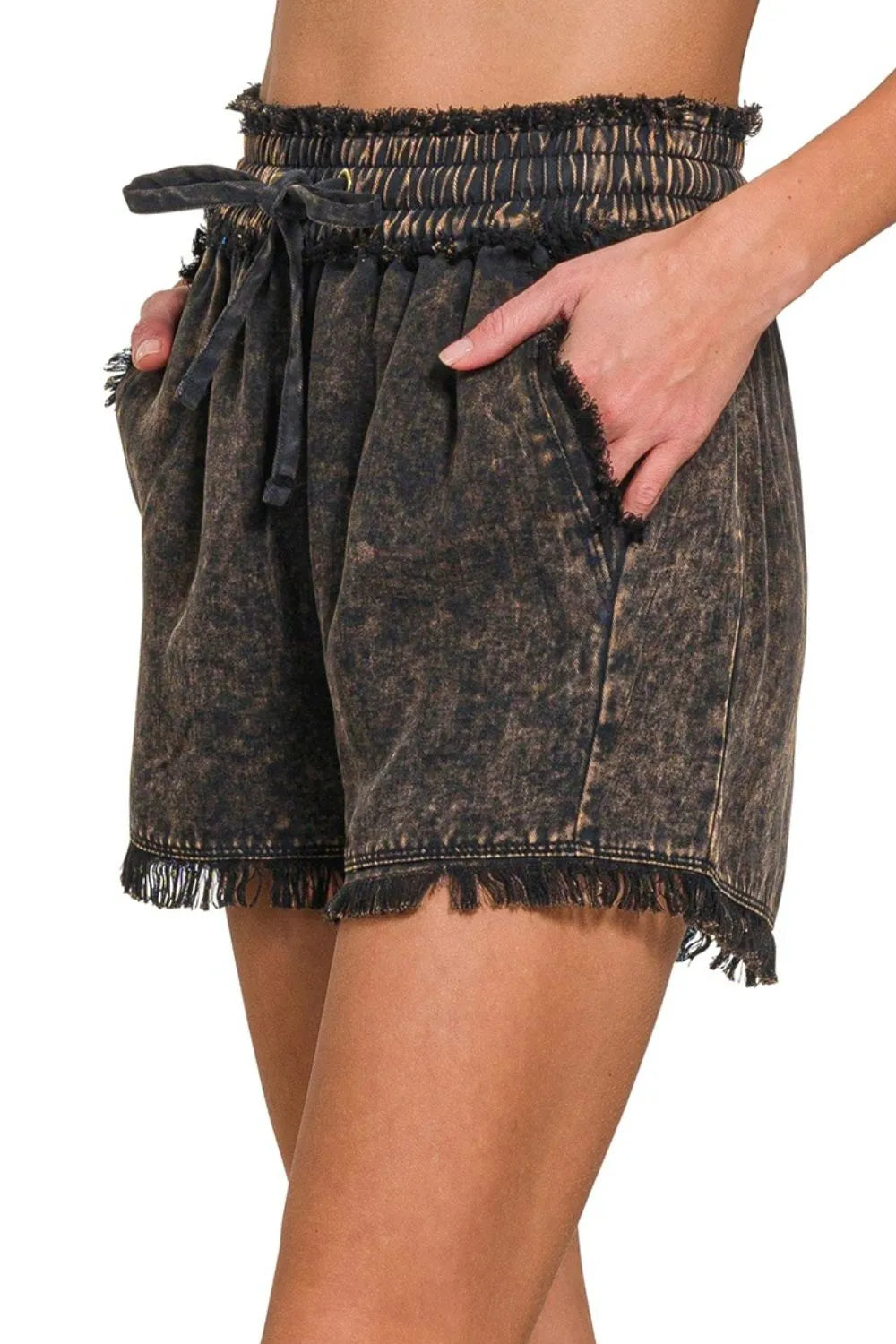 Black Sand Frayed Shorts