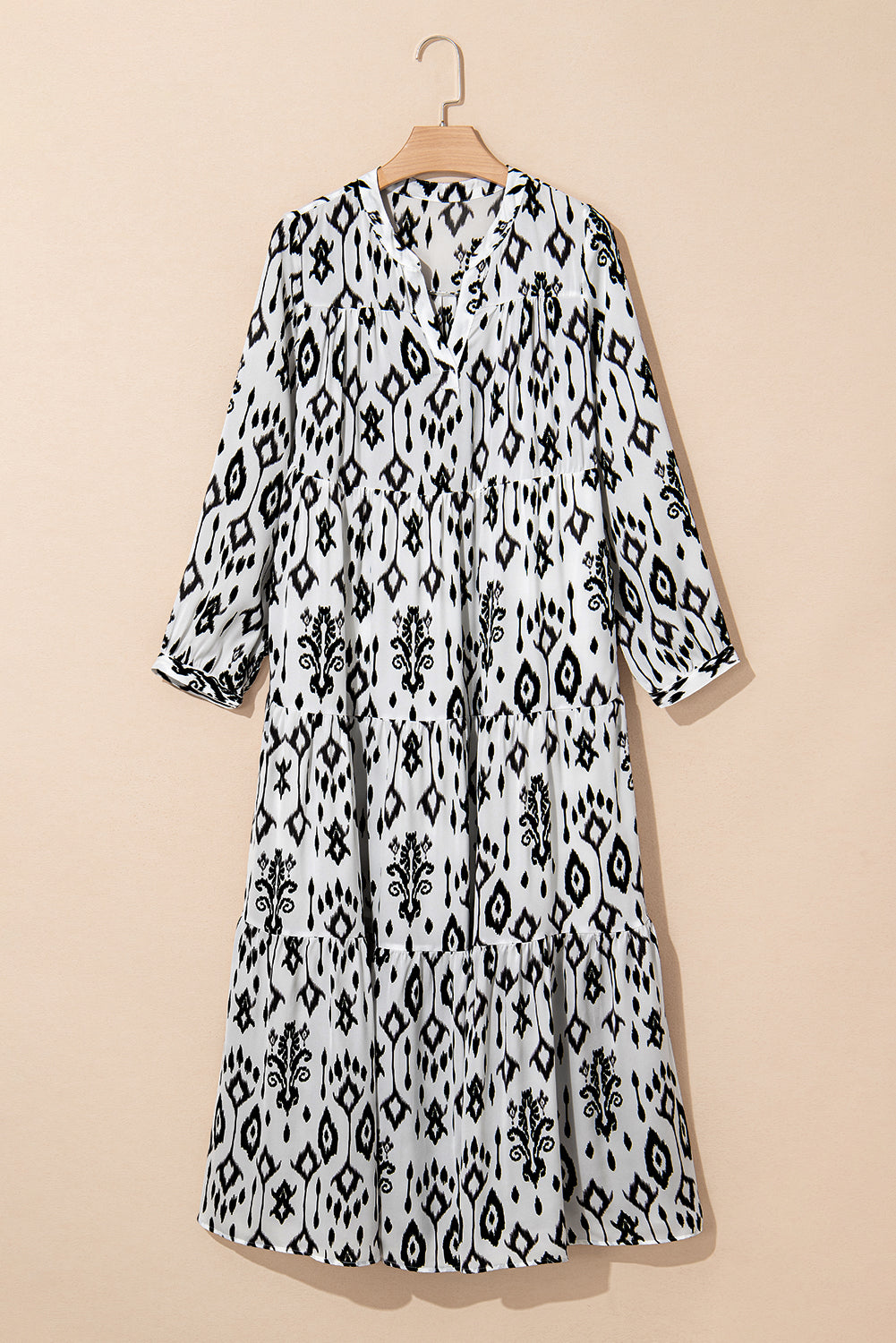 Black Western Abstract Geometric Printed Maxi Dress