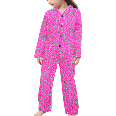 Hot Pink Lightning Bolt Girl's Western Pajama Set