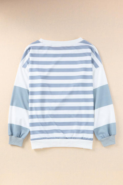 Stripe Drop Shoulder Striped Pullover Sweatshirt