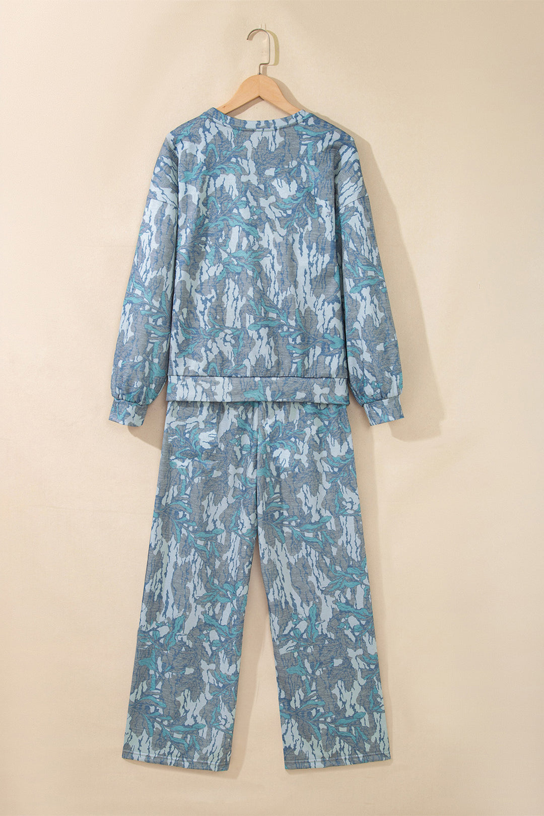 Multicolour Abstract Floral Print Loose Pullover Drawstring Pants 2pcs Set