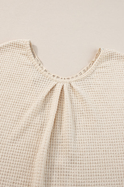 Oatmeal Guipure Lace Patch Textured T-shirt