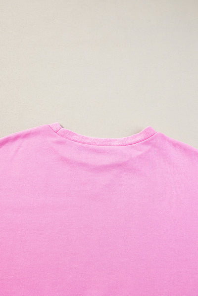 Pink Candy Colorblock French Terry Top