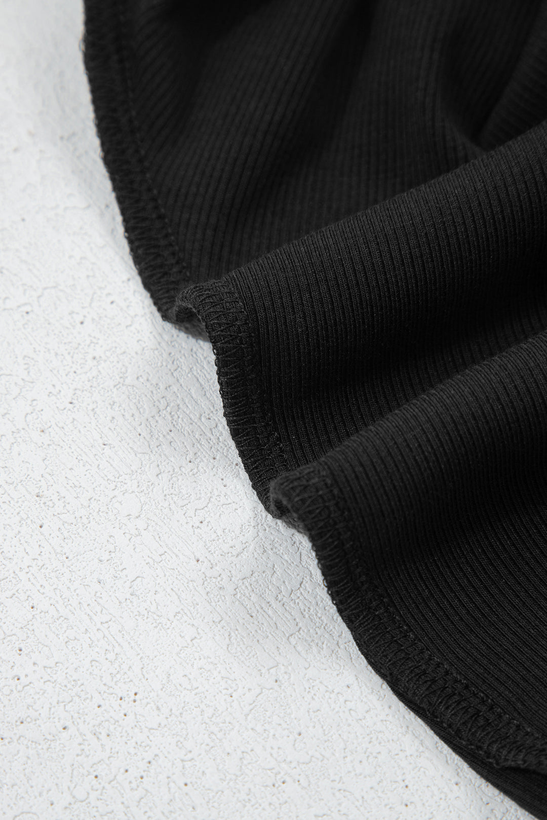 Black Solid Color Oversize Slit Sweatshirt Ribbed Leggings 2pcs Set