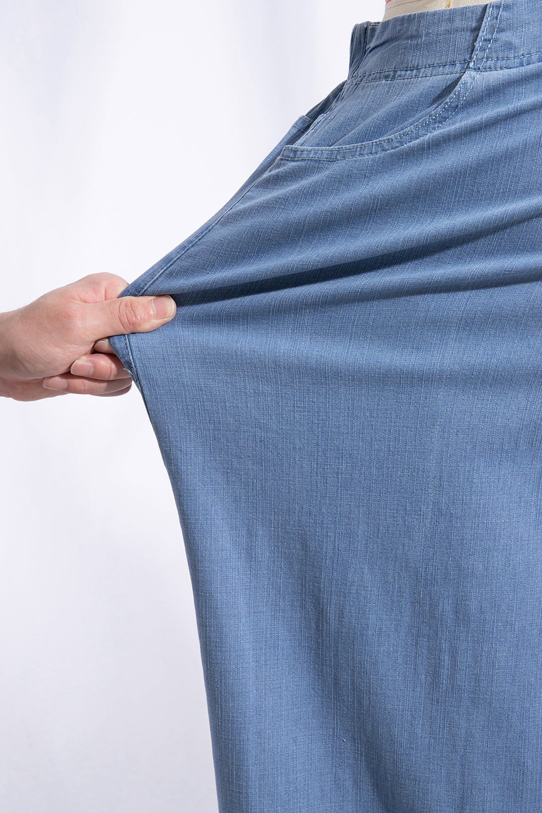 Light Blue Ruffle Hem Wide Leg Full Length Plus Size Jeans