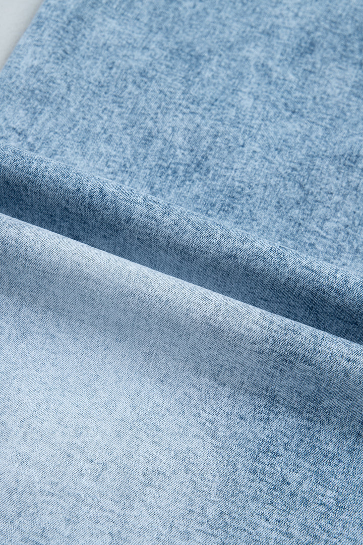 Beau Blue Frayed Studded Detail Wide Leg Pocketed Jeans