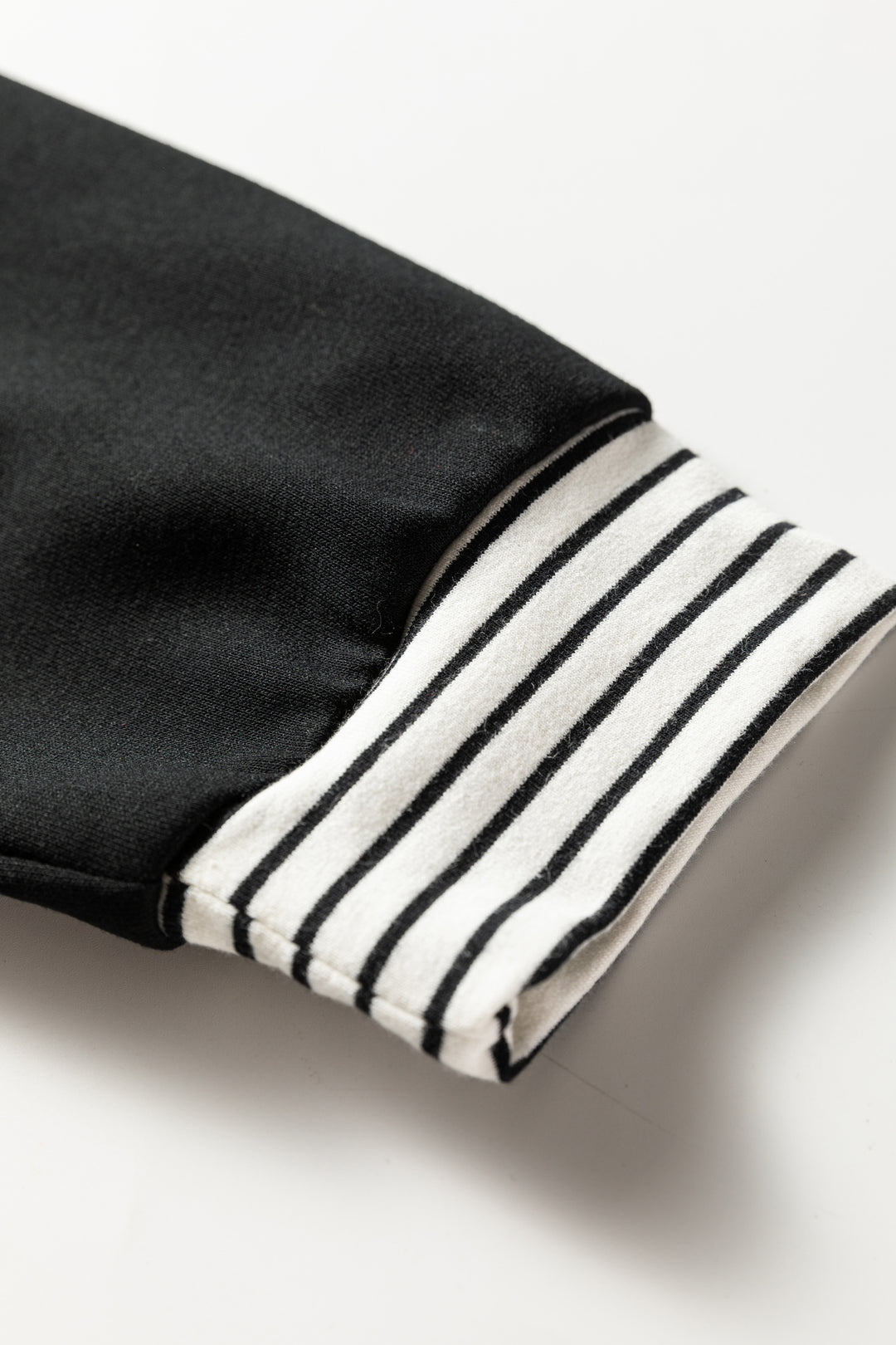 Black Plus Size Striped Cuffs Polo Collar Patchwork Long Sleeve Ruffle Hem Dress