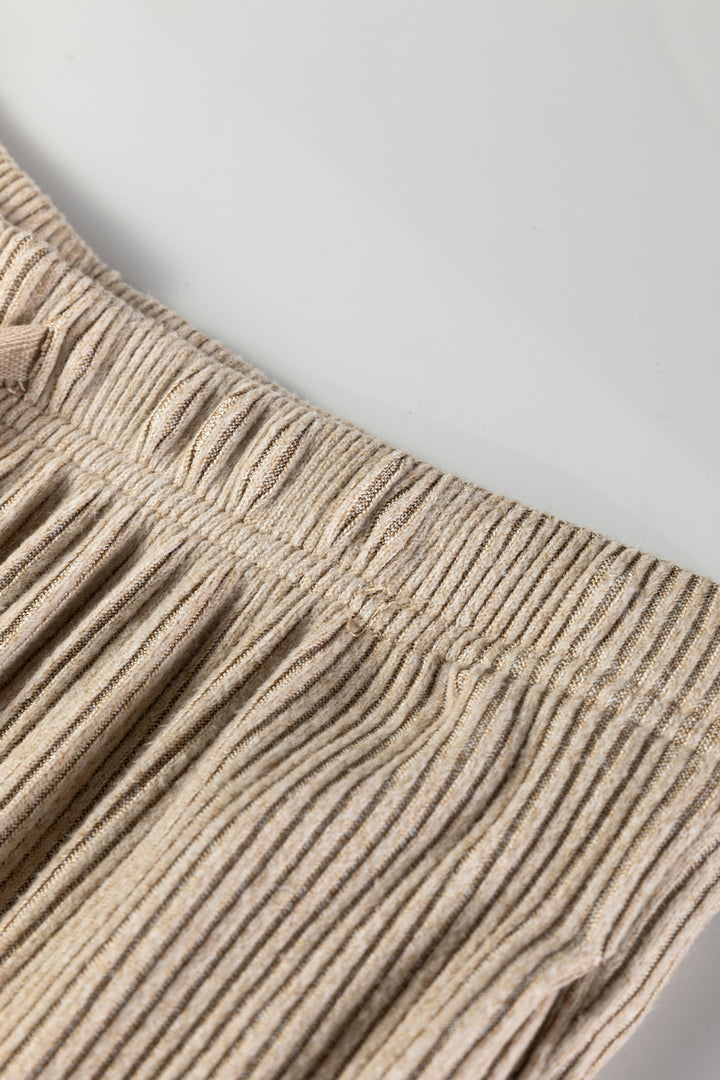 Jet Stream 3D Ribbed V Neck Pullover Drawstring Pants 2 Piece Lounge Set