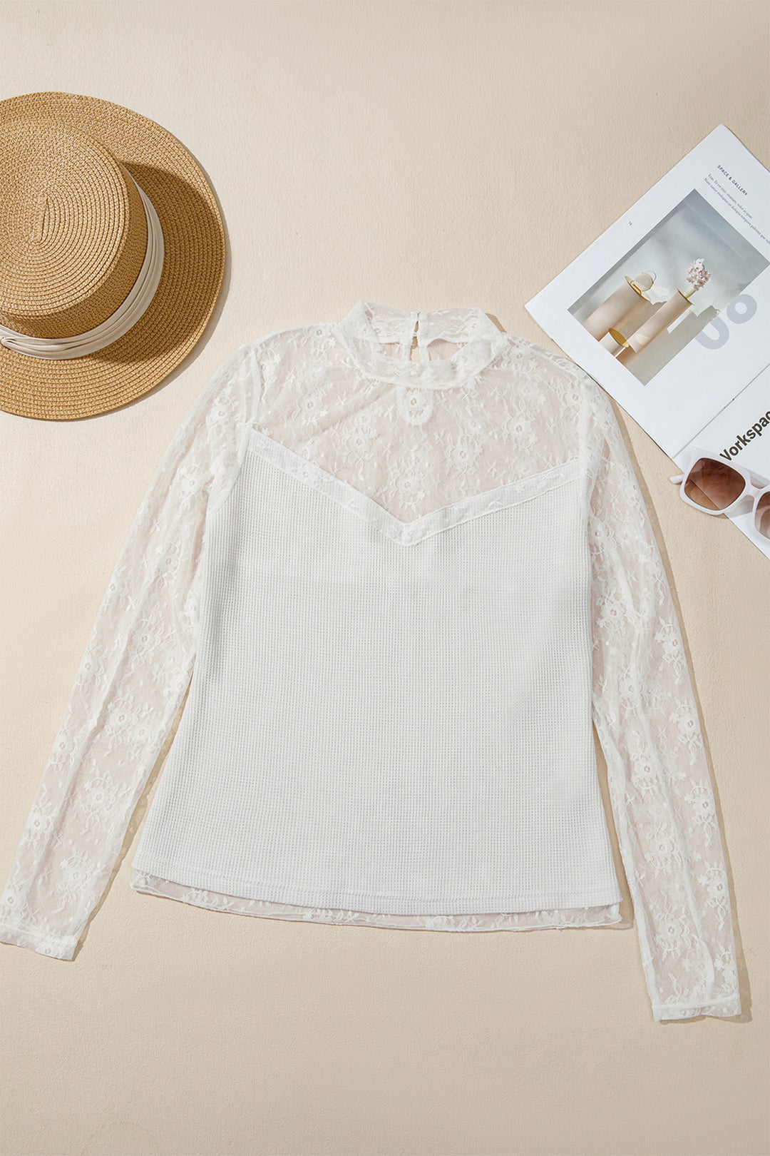 Jet Stream Lace Mesh Long Sleeve Top