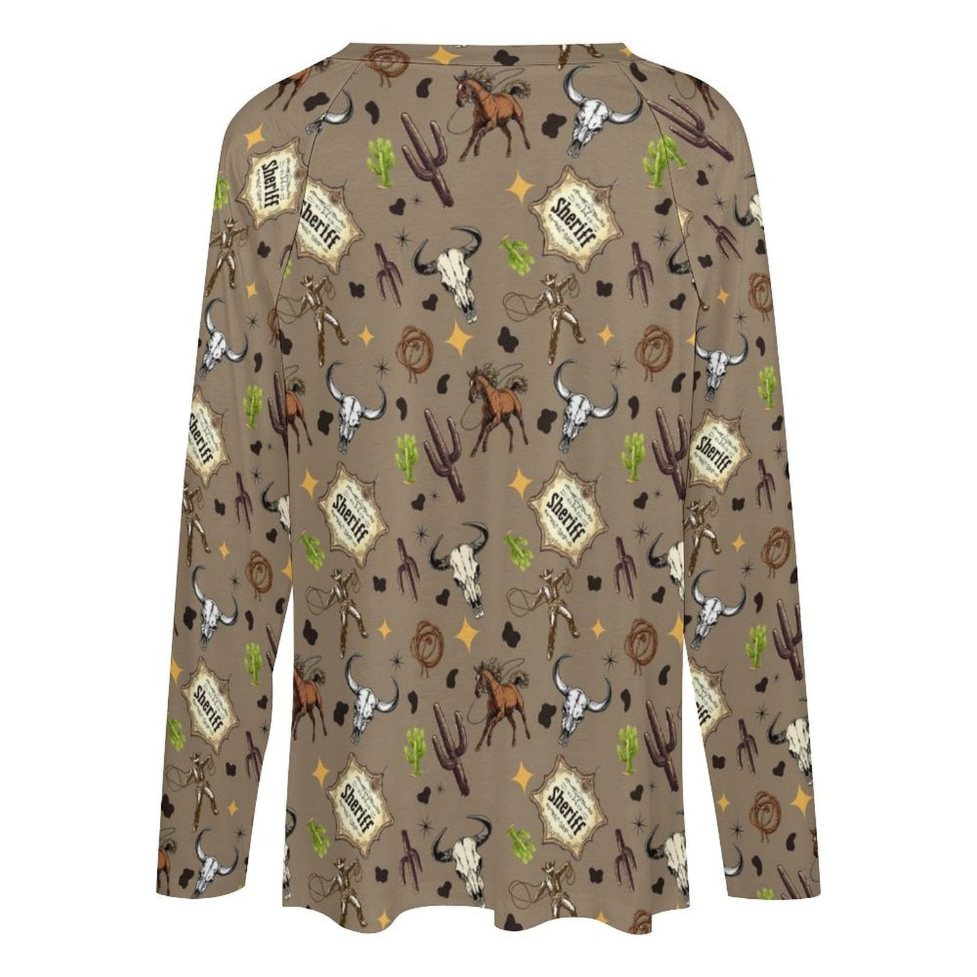 Baha Ranch Western Print Long Sleeve Top