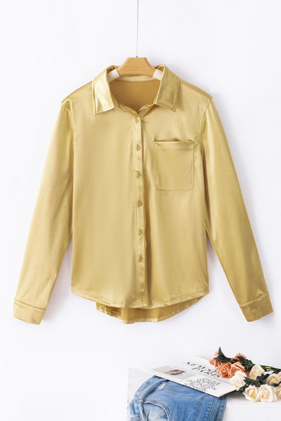 Gold Metallic Luster Chest Pocket Shirt