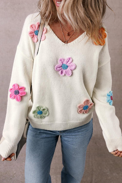 Isabella Crochet Flower Sweater