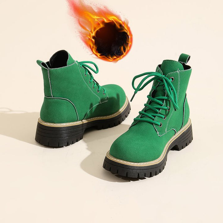 Women’s Lace-Up Suede Fleece-Lined Ankle Boots | Cozy Winter Boots