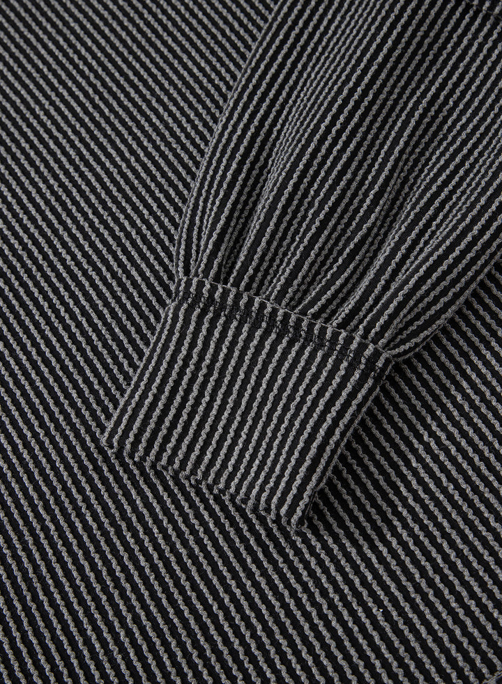 Dark Grey Corded Lantern Sleeve Top High Waist Ruffled Mini Skirt Set