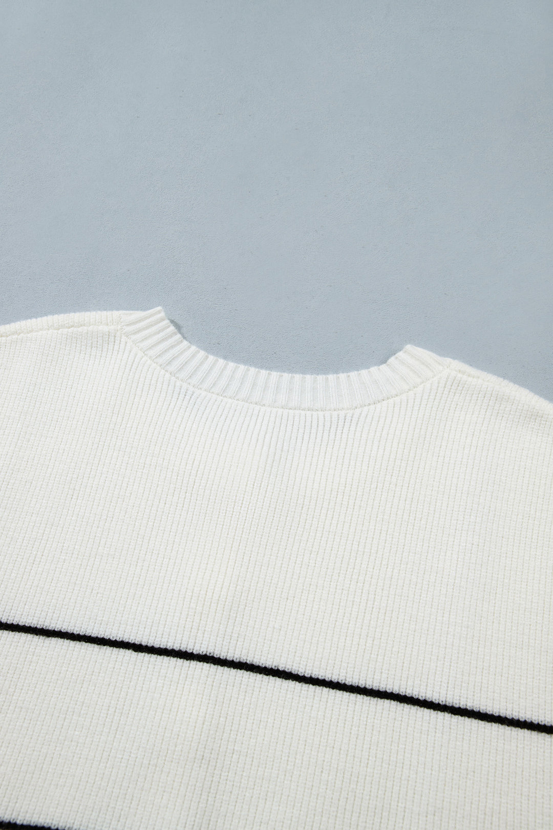 White Stripe Short Sleeve Button Front Shift Cardigan