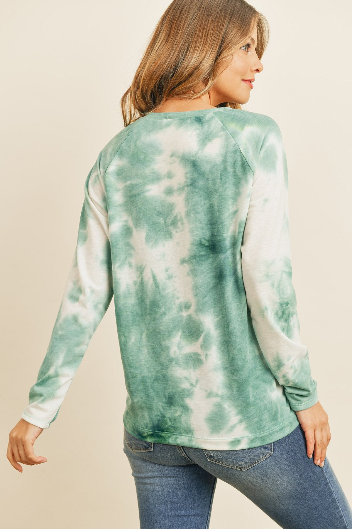 Tie Dye Round Neck Long Sleeved Top