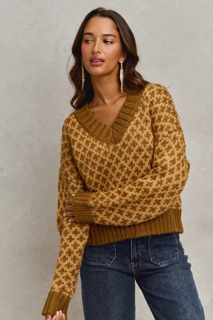 Chestnut Diamond Knit Sweater