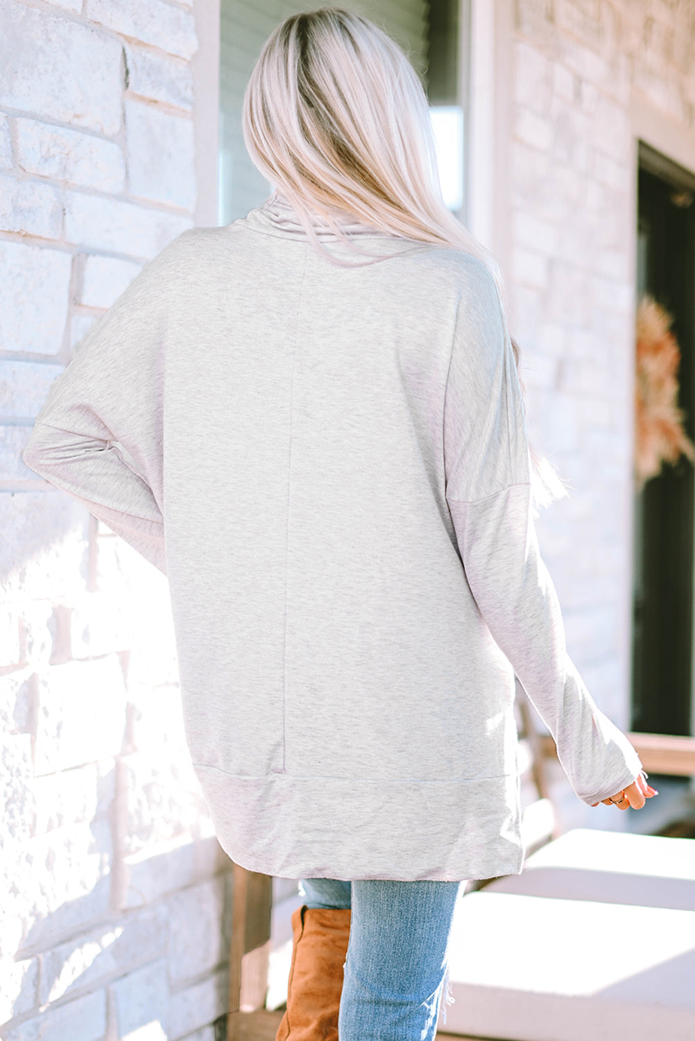 Gray Cowl Neck Shift Tunic Top