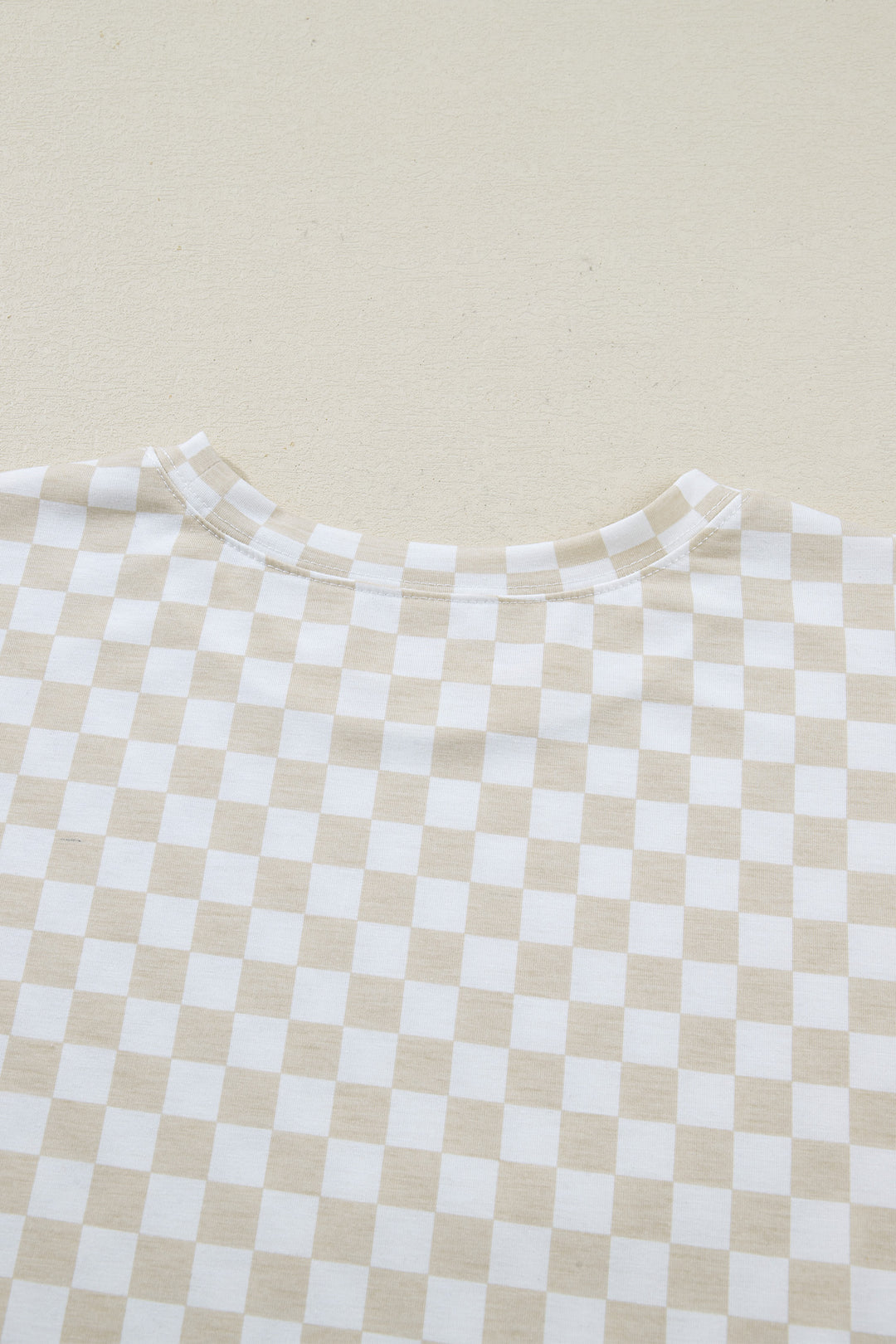 Khaki Checkered Print Half Sleeve Tee 2pcs Lounge Pant Set