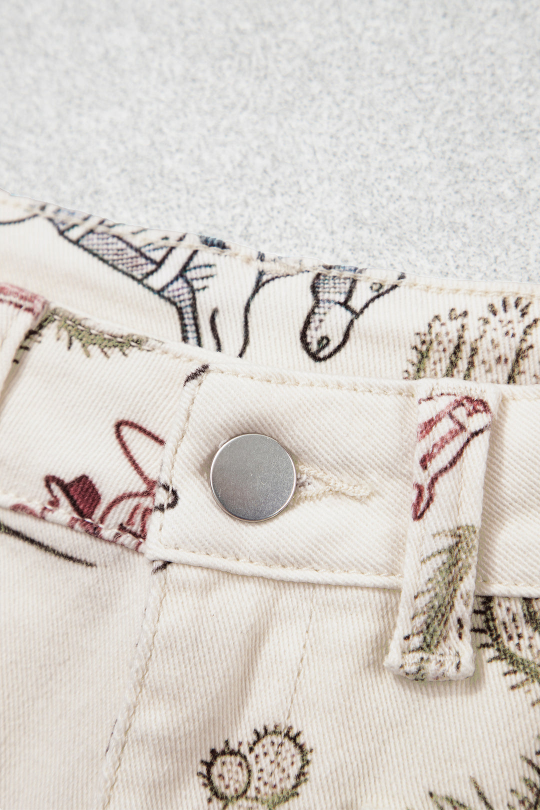Multicolour Western Print Straight Leg Ankle-Length Pocket Jeans