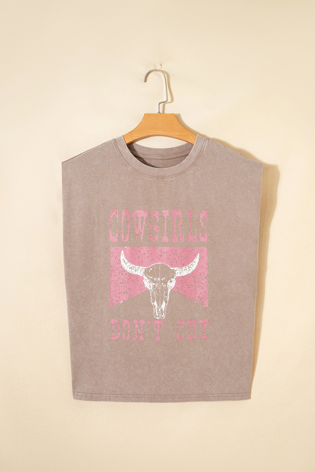 Smoke Gray Cowboy &amp; Beer Western Graphic Mineral Wash Tank Top