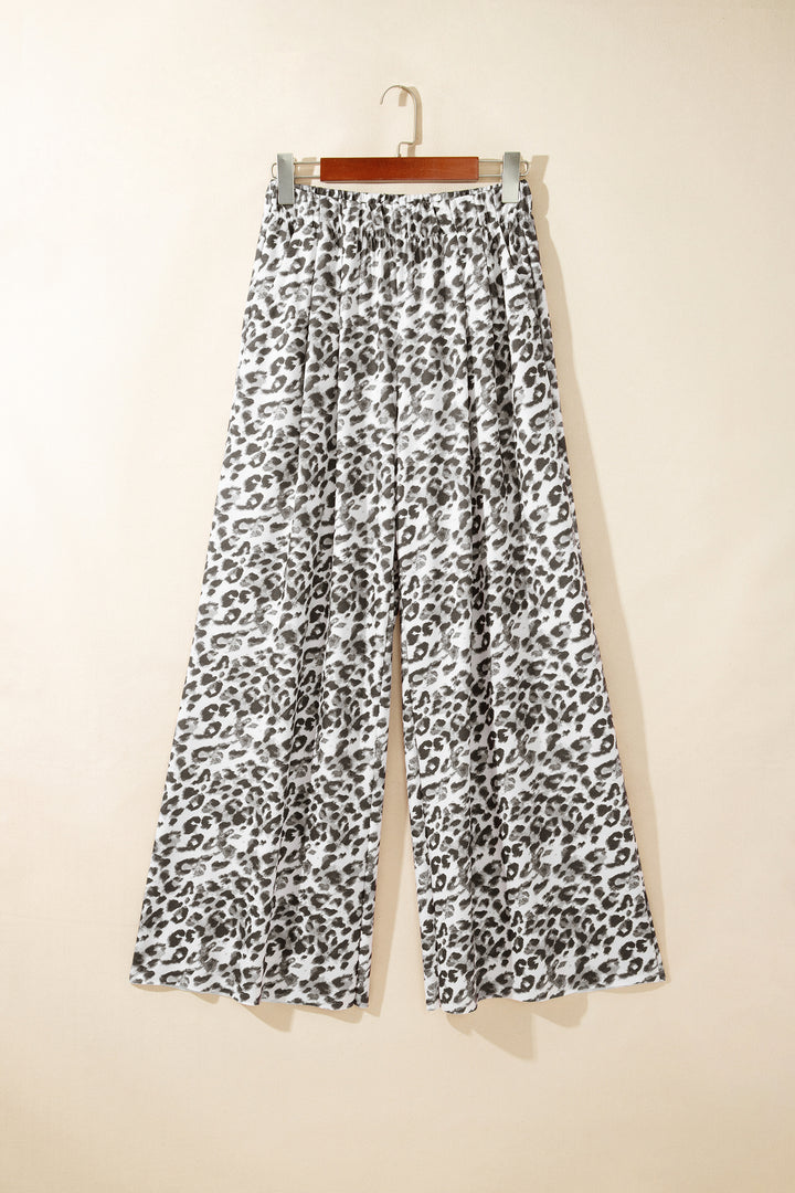 Multicolour Leopard Print Wide Leg Full Length Pants