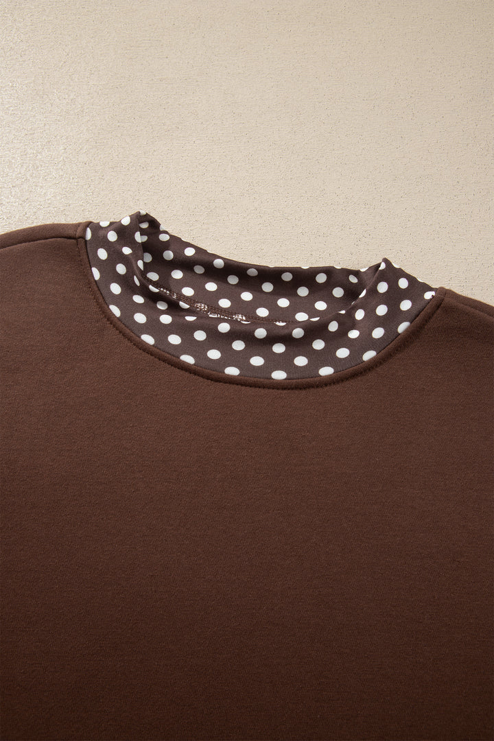 Red Colorblock Polka Dot Contrast Trim Oversized Sweatshirt