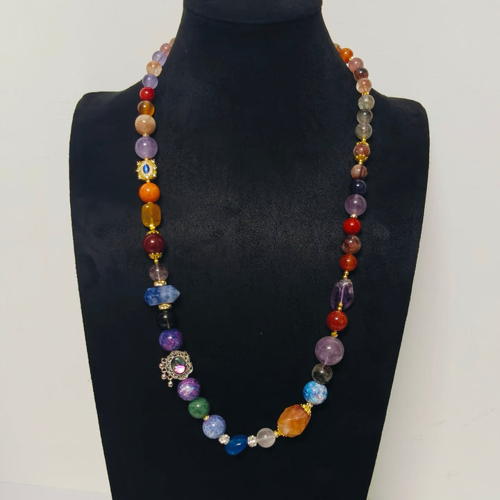 Handmade Premium Crystal Necklace |  Artisan Woven Jewelry with Alloy Accents  | Elegant Sparkling Statement Necklace for Women (MAC345)