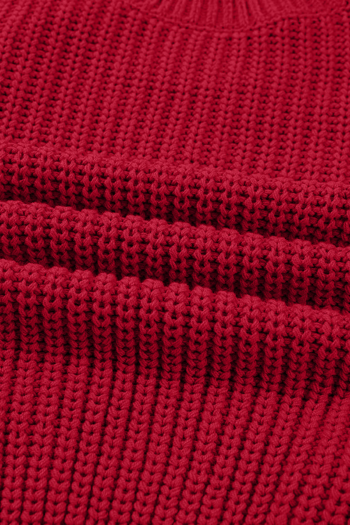 Fiery Red Plaid Lace up Detail Christmas Holiday Puff Short Sleeve Sweater