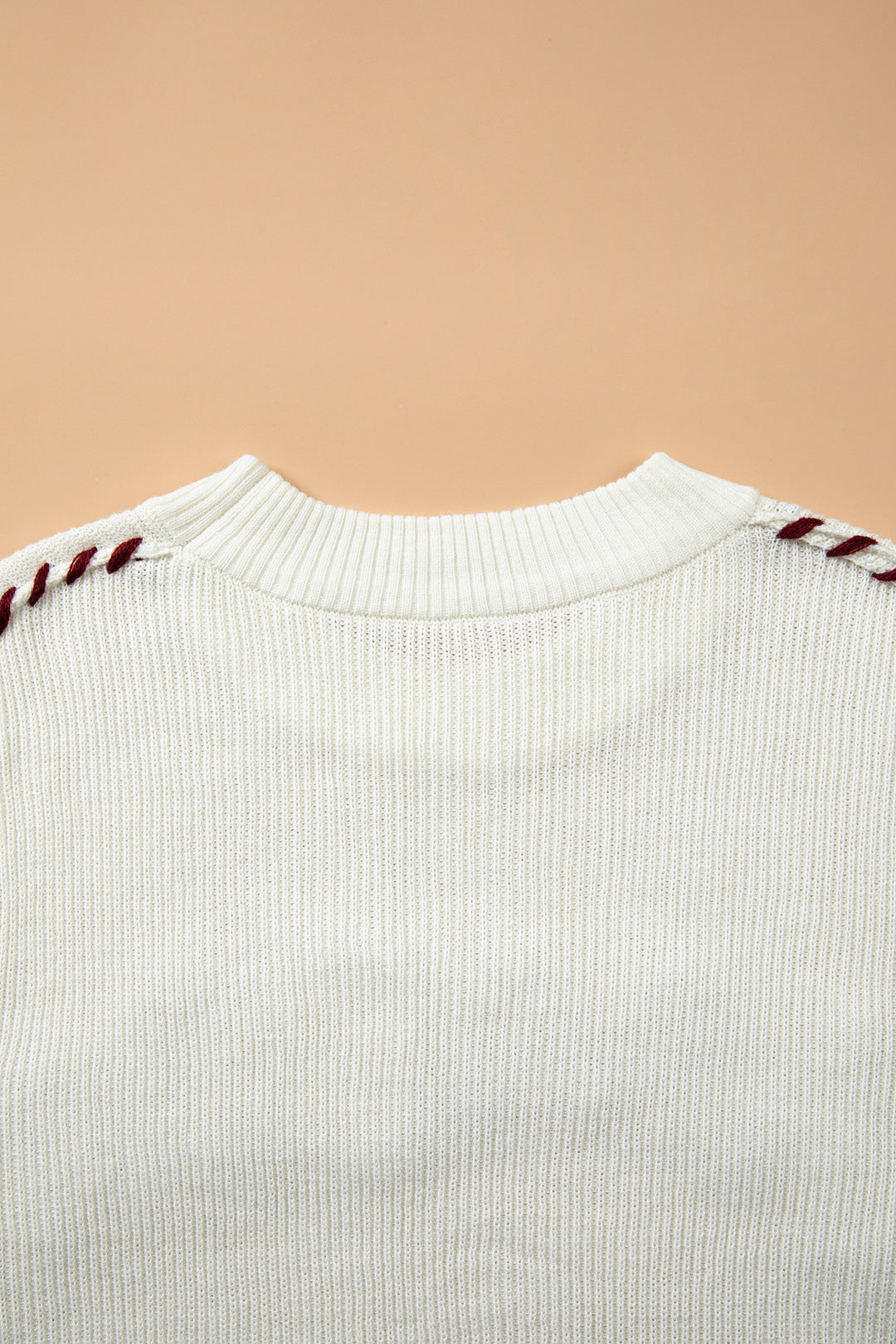 Beige Drop Shoulder Game Day Letter Print Pullover Sweater