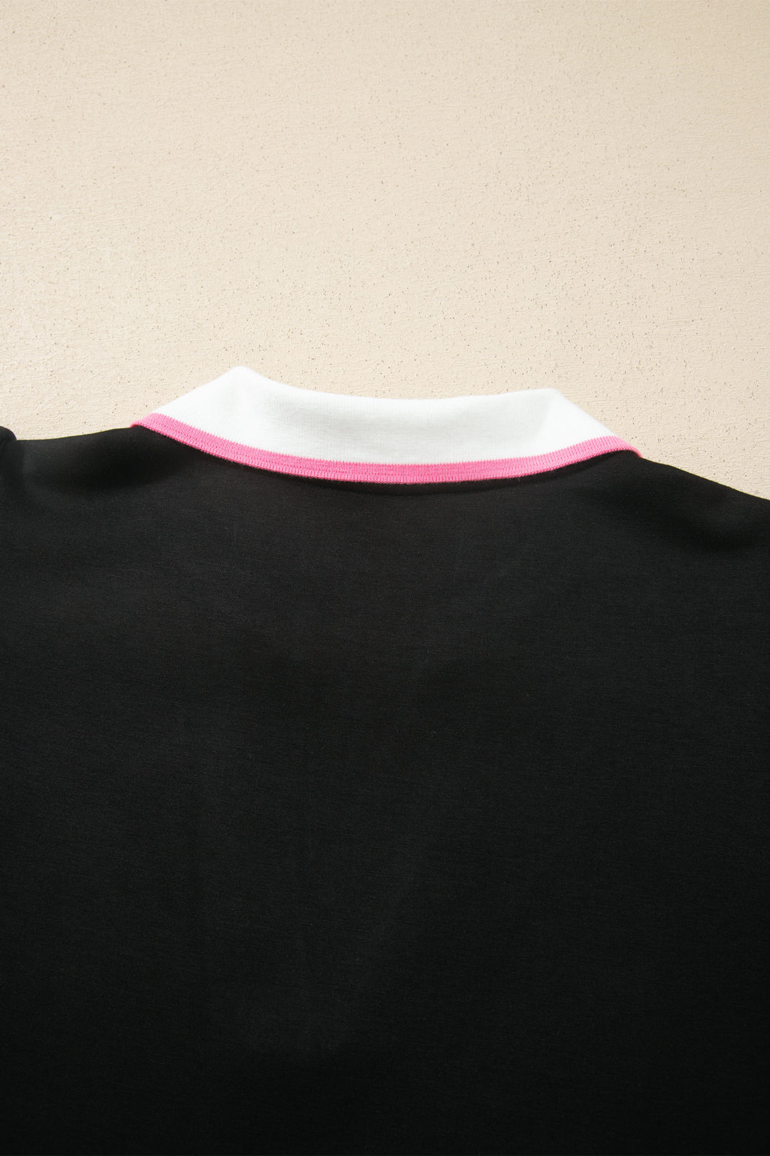 Black Preppy Striped Trim V Neck Polo Tee Drawstring Skirt Set