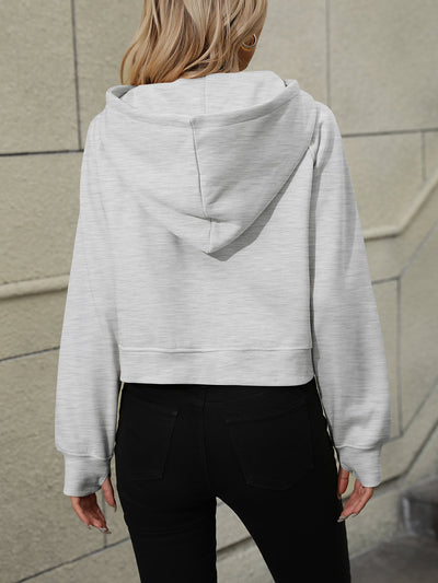 Mandy Raglan Sleeve Zip-Up Hoodie with Pocket