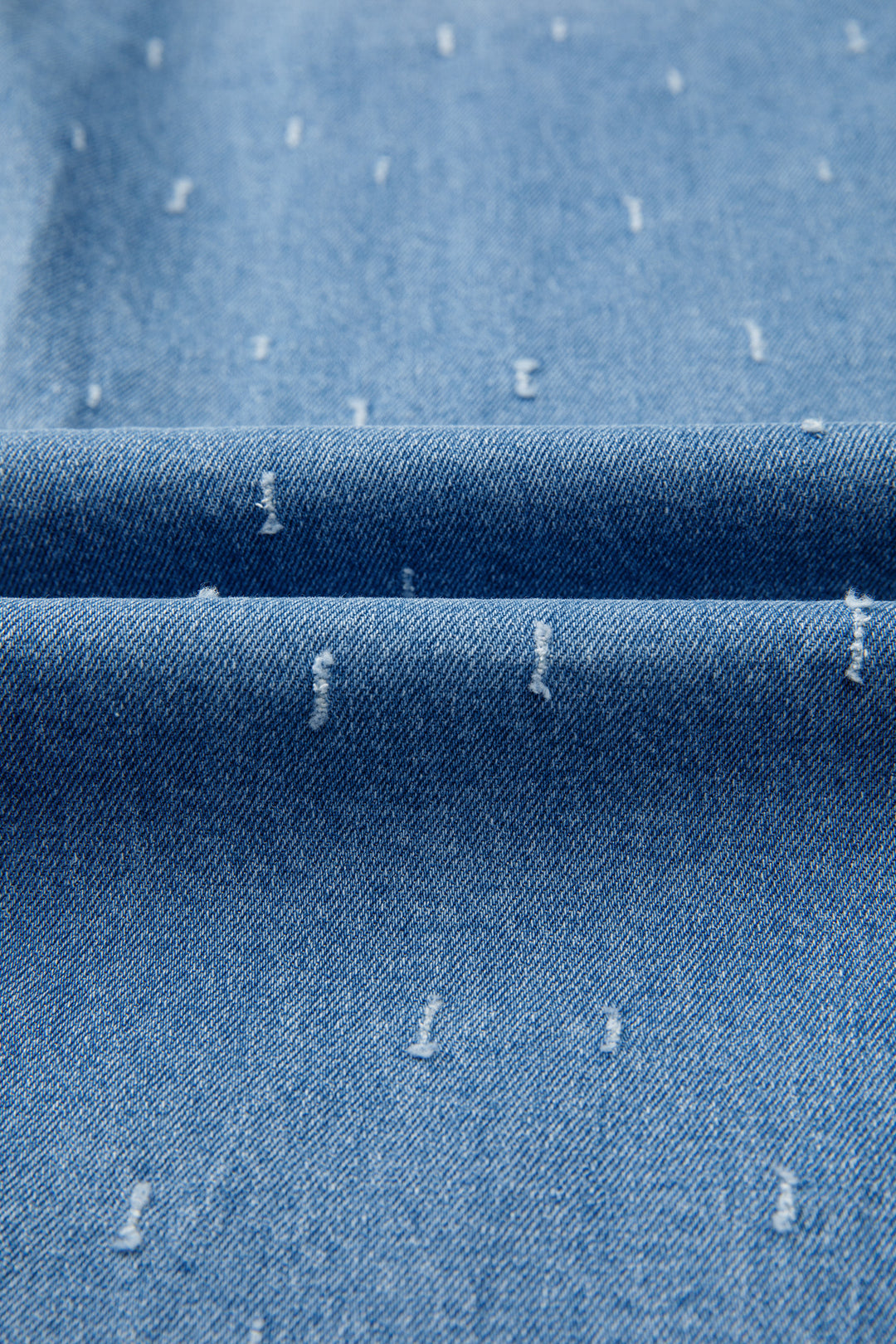 Mist Blue Distressed Detail Tummy Control Raw Hem Jeans