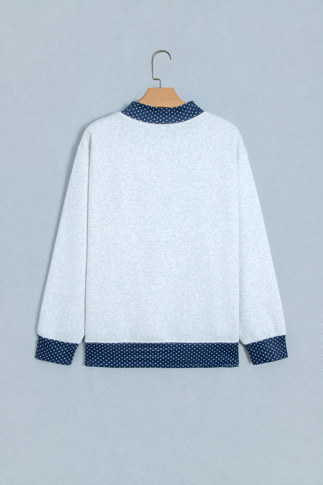 Light Grey Polka Dot Contrast Trim JESUS Letter Graphic Sweatshirt