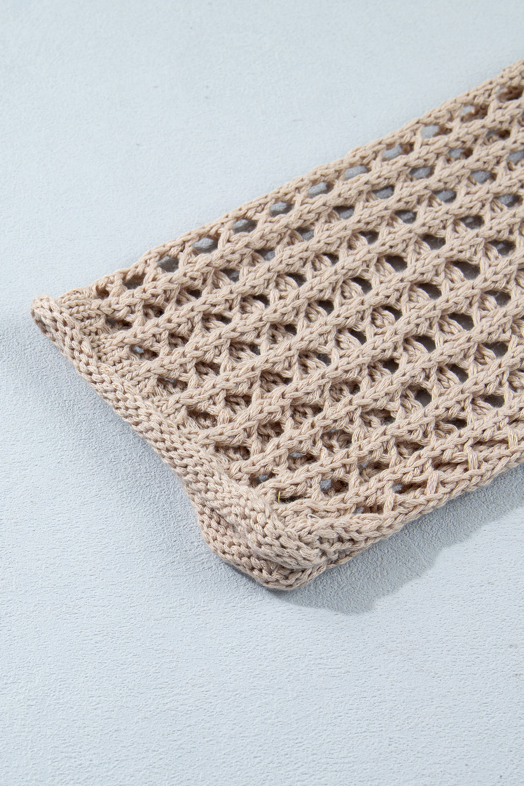 Sage Green Star Pattern Crochet Hooded Drawstring Sweater