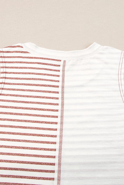 Brown Stripe Colorblock Loose Tank Top