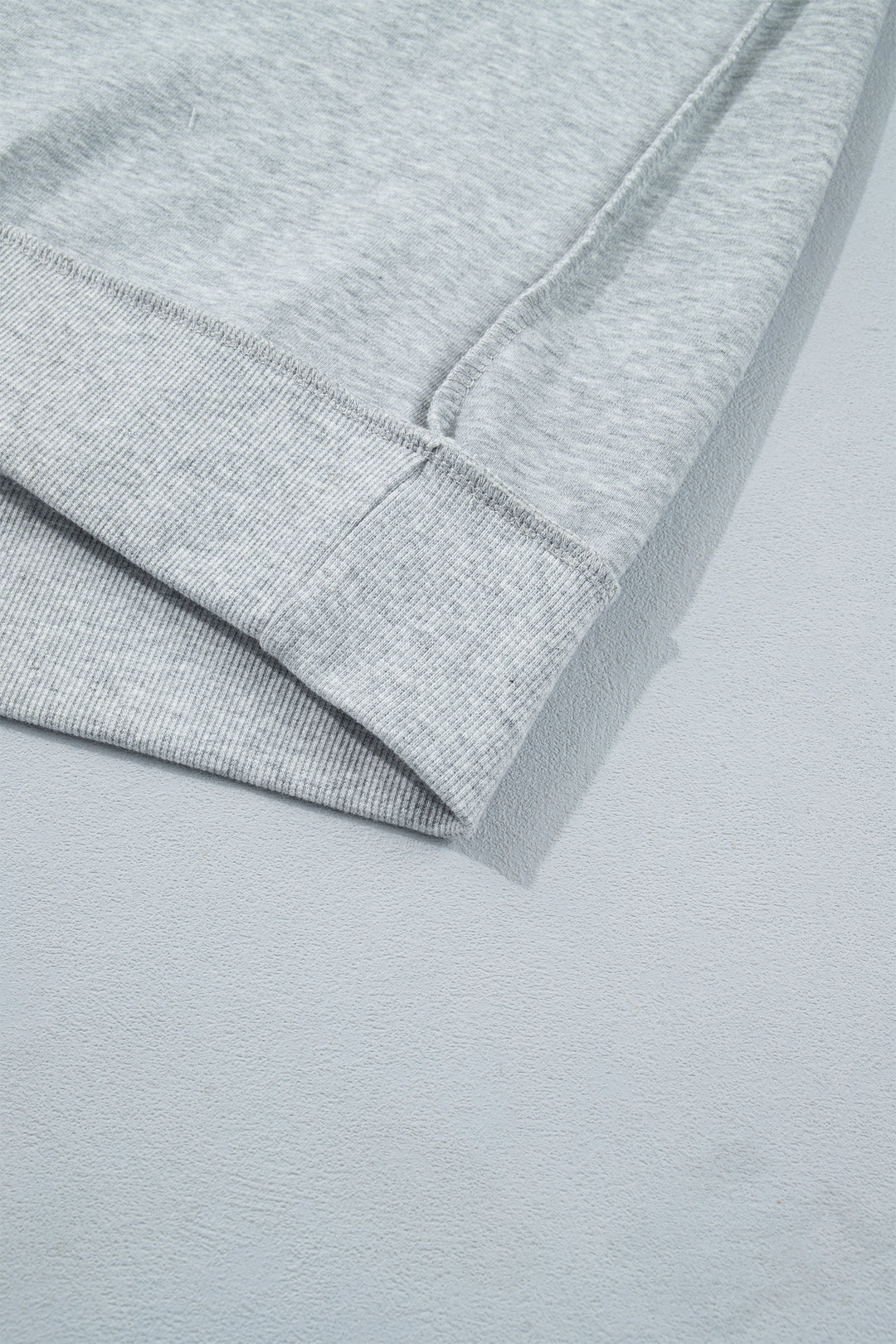 Light Grey Exposed Seam Mock Neck Letter Embroidered Loose Sweatshirt