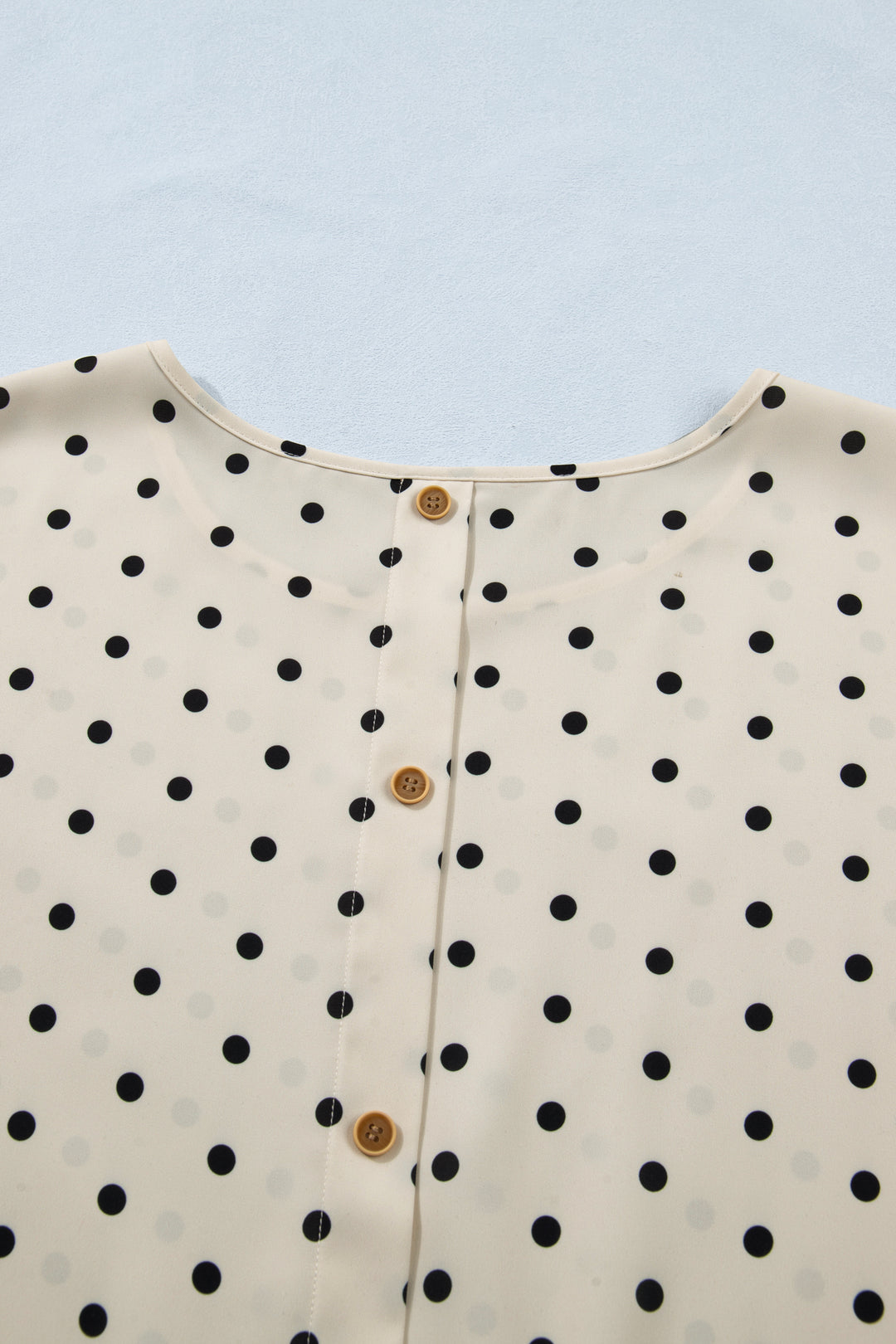Apricot Plus Size Polka Dot Print Button Detail Short Sleeve Babydoll Blouse