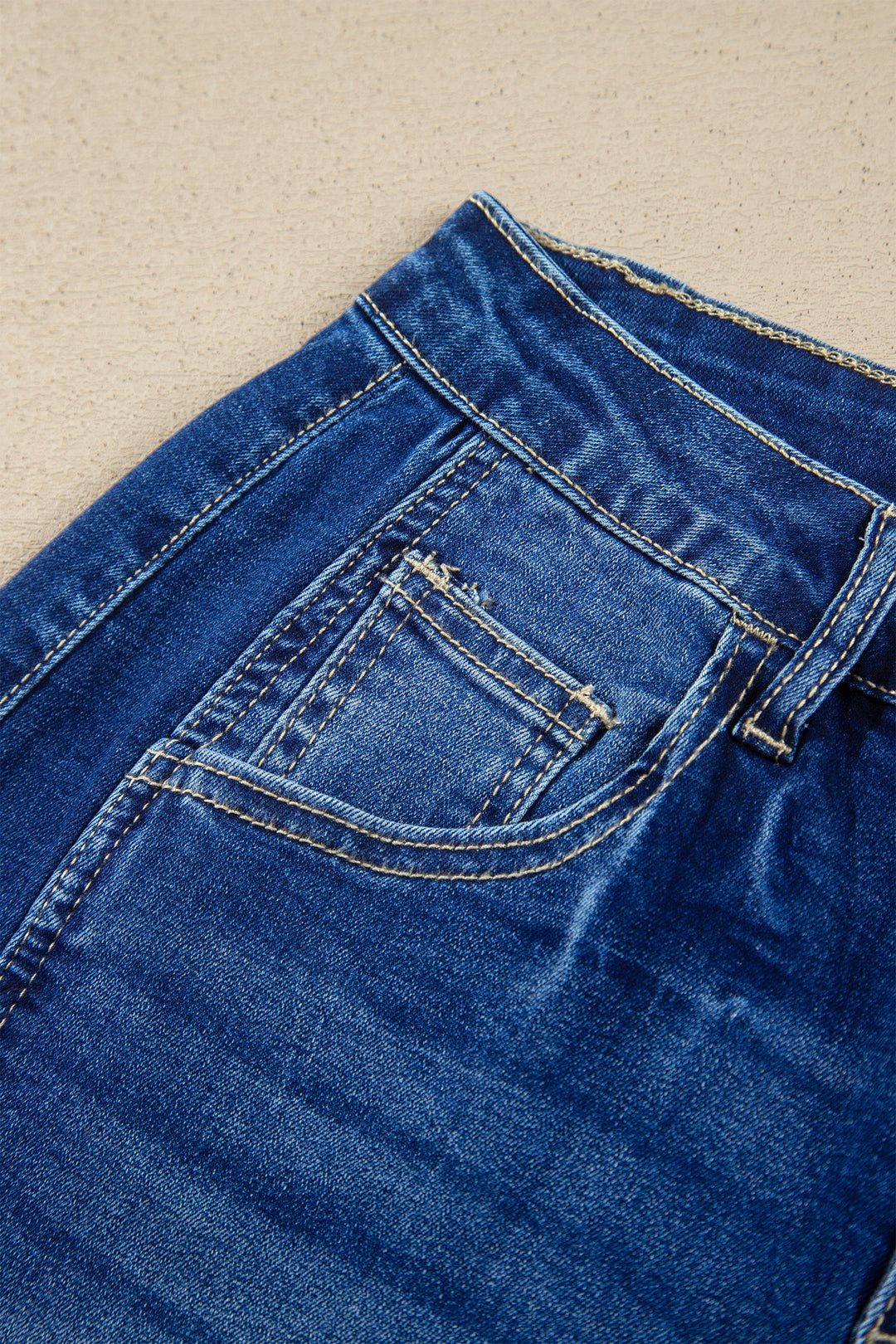 Sail Blue Raw Hem Turnup Loose Ankle-length Jeans