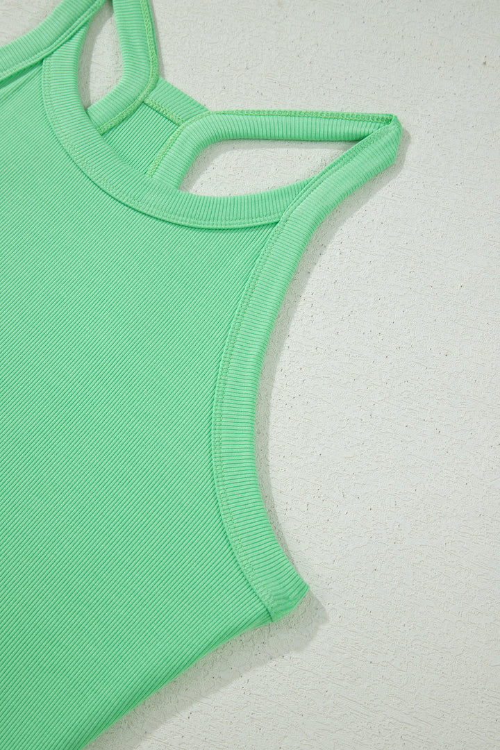 Sachet Pink Slim Tank Top Elastic High Waist Shorts 2pcs Outfit