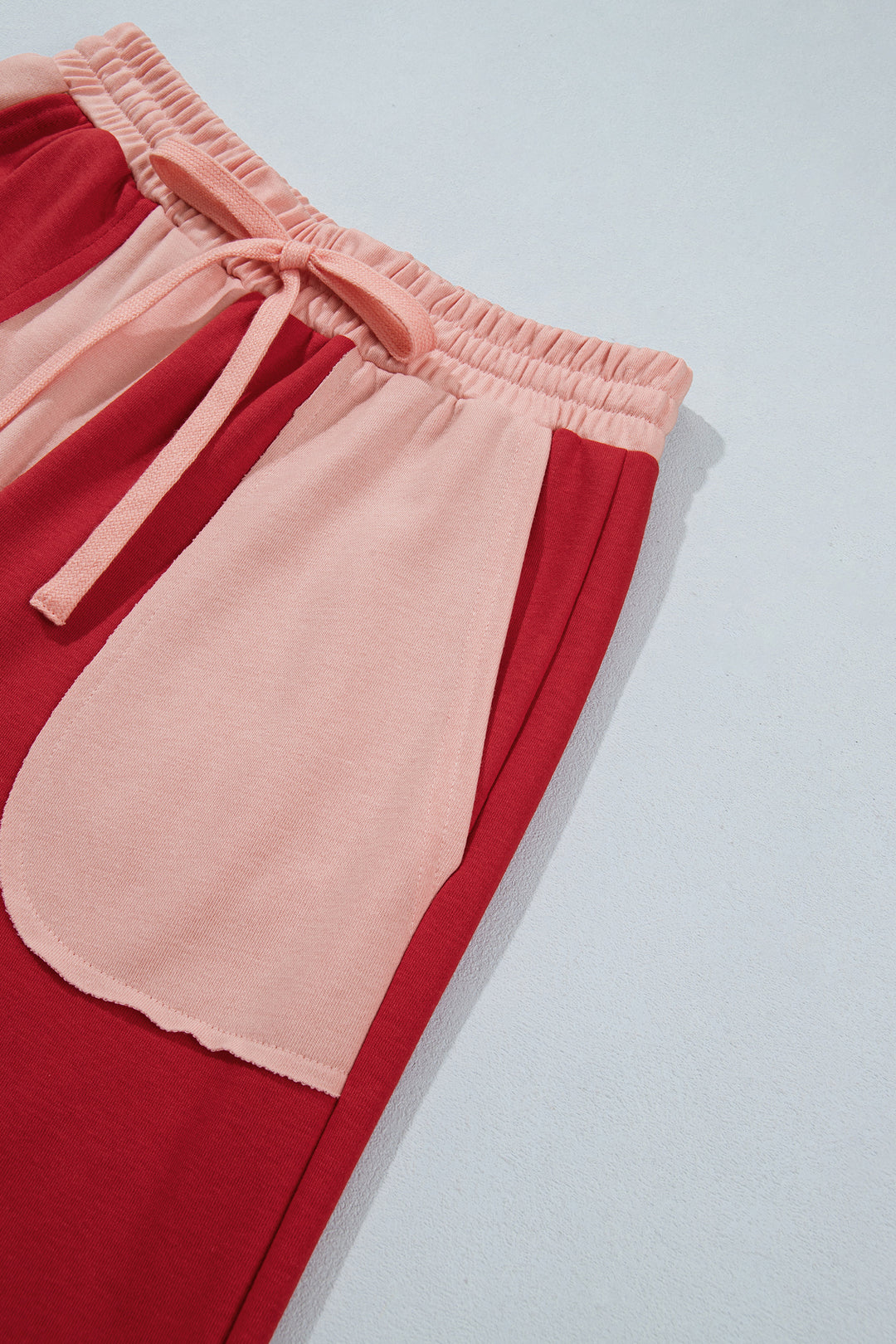 Russet Orange Raw Seam Colorblock Wide Leg Ankle Length Casual Pants