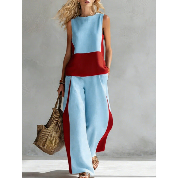 Printed Retro Sleeveless Top &amp; Wide-Leg Pants Set | 12 Prints S–5XL