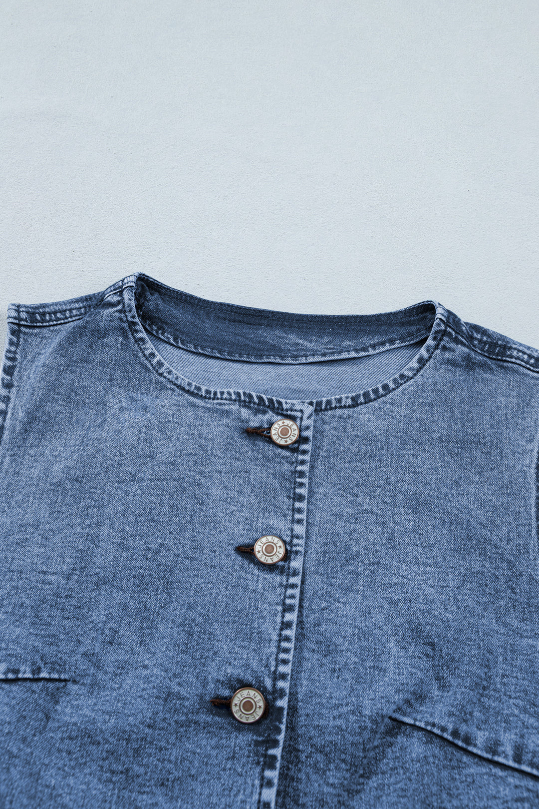 Ashleigh Blue Buttoned Front Slit Denim Vest