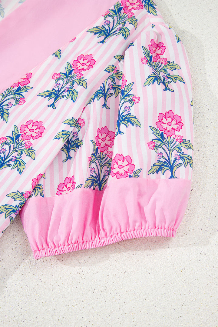 Theodora Patchwork Ruffle Hem Blouse