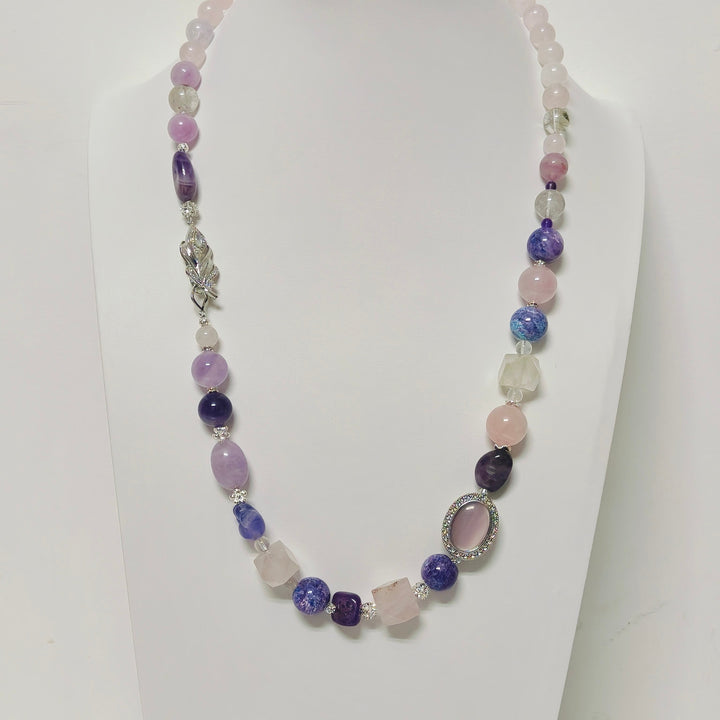Handmade Premium Crystal Necklace |  Artisan Woven Jewelry with Alloy Accents  | Elegant Sparkling Statement Necklace for Women (MAC345)